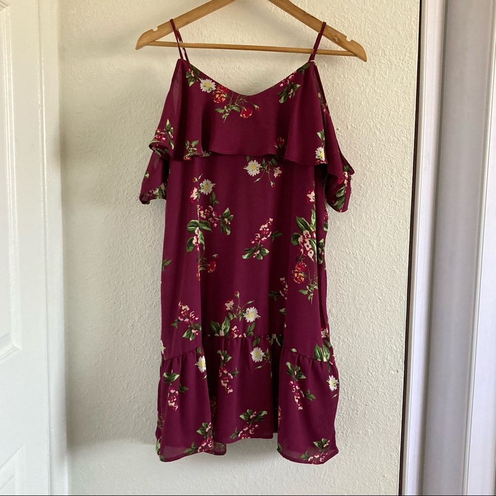ALMOST FAMOUS Floral Print Cold Shoulder Dress XL